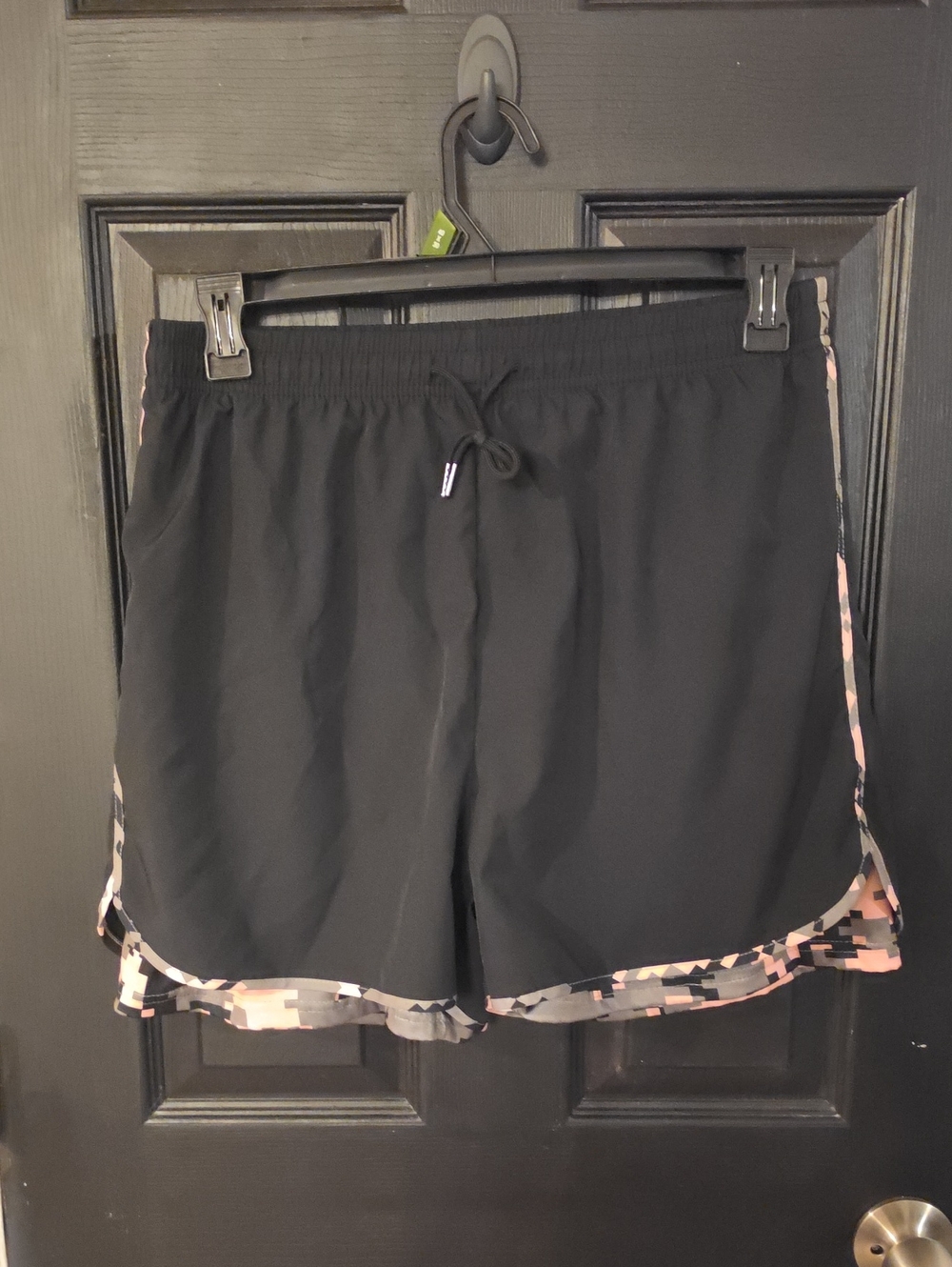Women’s Black Athletic Shorts with Pink Camo Trim